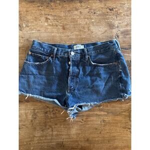 Revolve Agolde medium wash button down cut off shorts 30